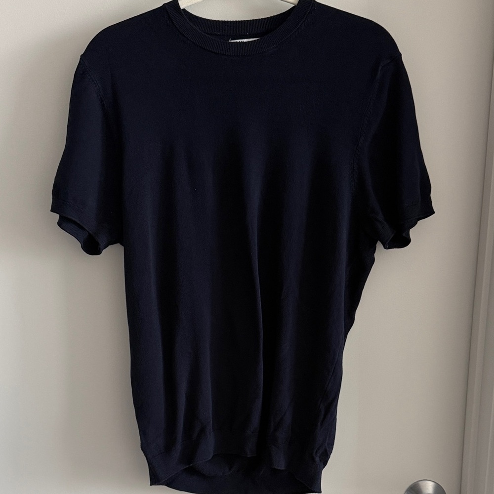 Zara Men's Dark Blue Short Sleeve Shirt
